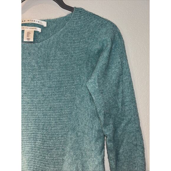 Max Studio Cashmere Sweater Womens Small Turquoise Round Hem Quiet Luxury - Picture 4 of 8